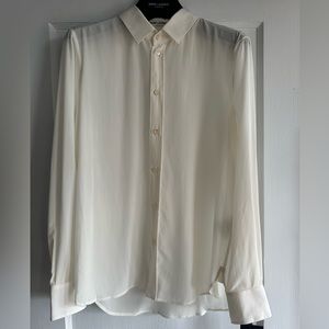 Saint Laurent 100% silk crepe de chine button women down shirt sz:40 YSL
